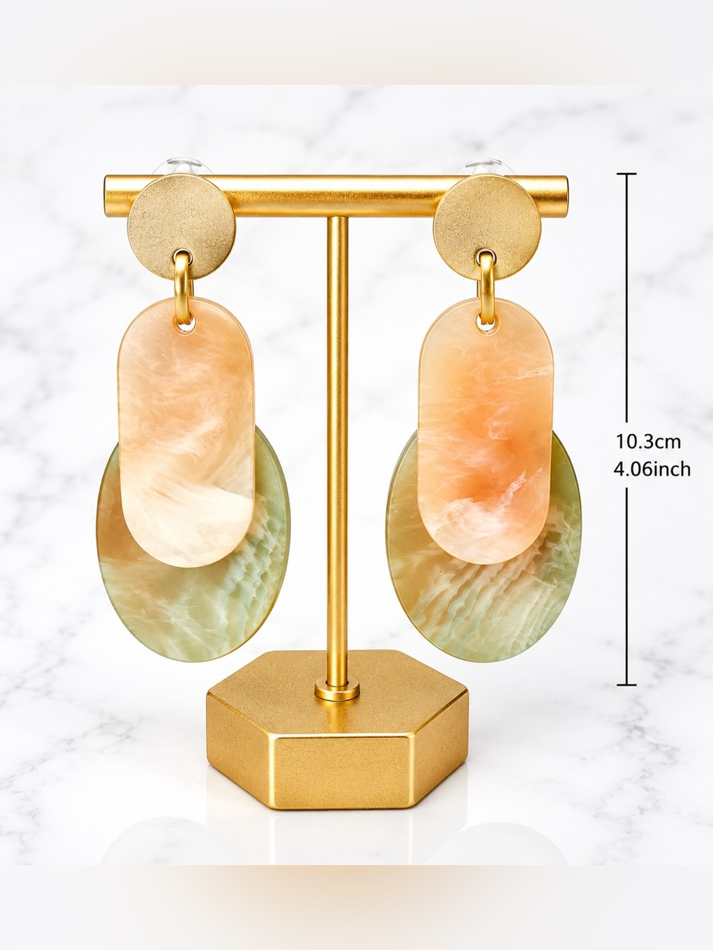 Oversized Oval-Shaped Acrylic Minimalist Statement Earrings - Picture 3 of 7